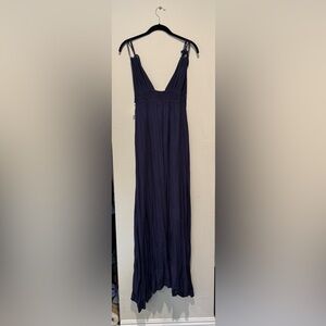 Honey Punch Navy Smocked Dress